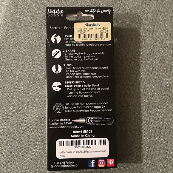 White Chalk Markers by Loddie Doddie 6mm reversible tip - Picture 4 of 4